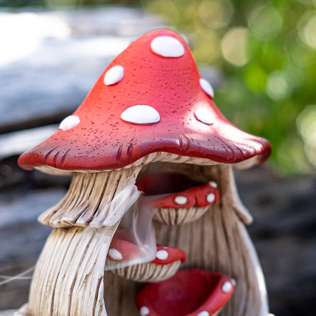 Toadstool Mushroom Backflow Waterfall Incense Burner - Spiral Circle