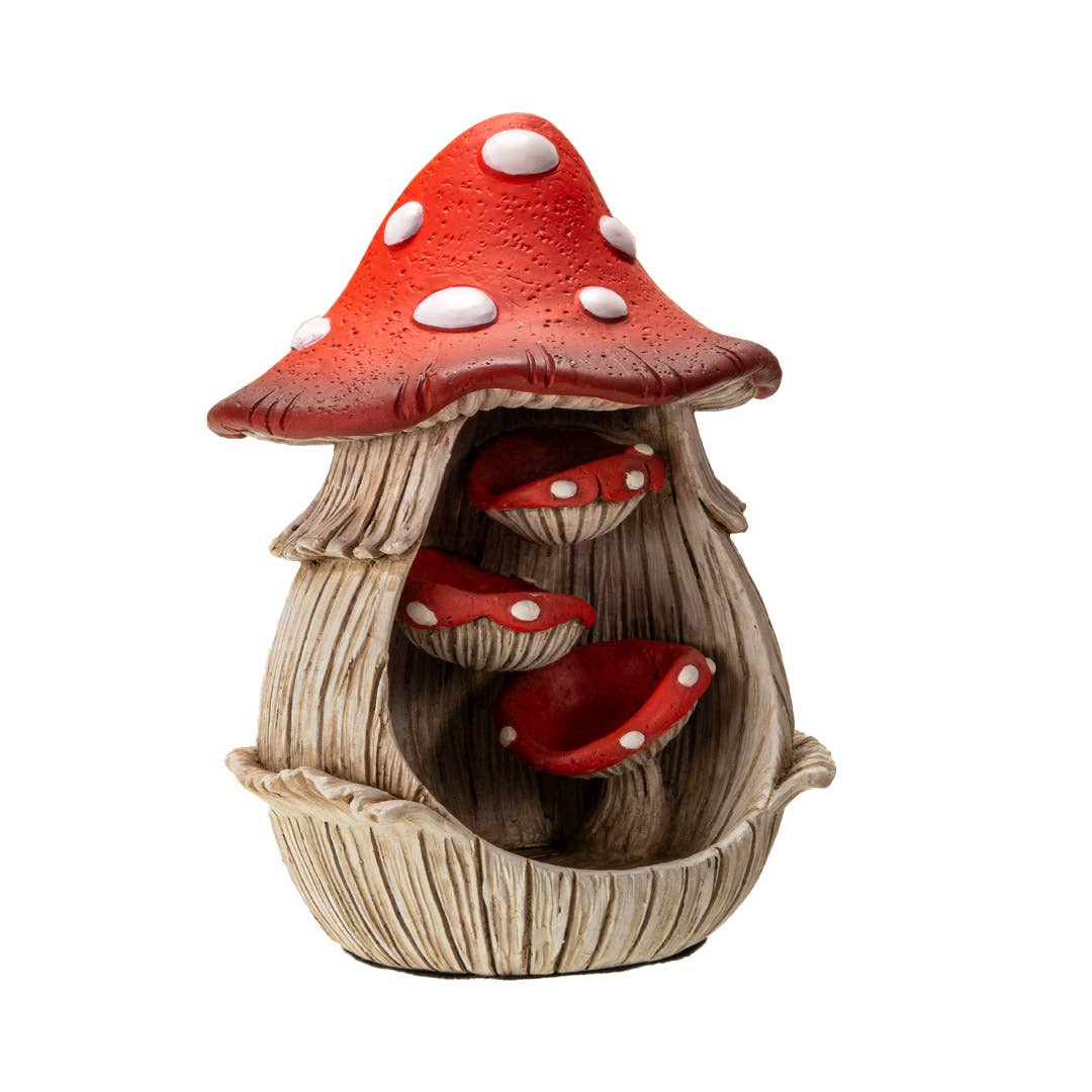 Toadstool Mushroom Backflow Waterfall Incense Burner - Spiral Circle