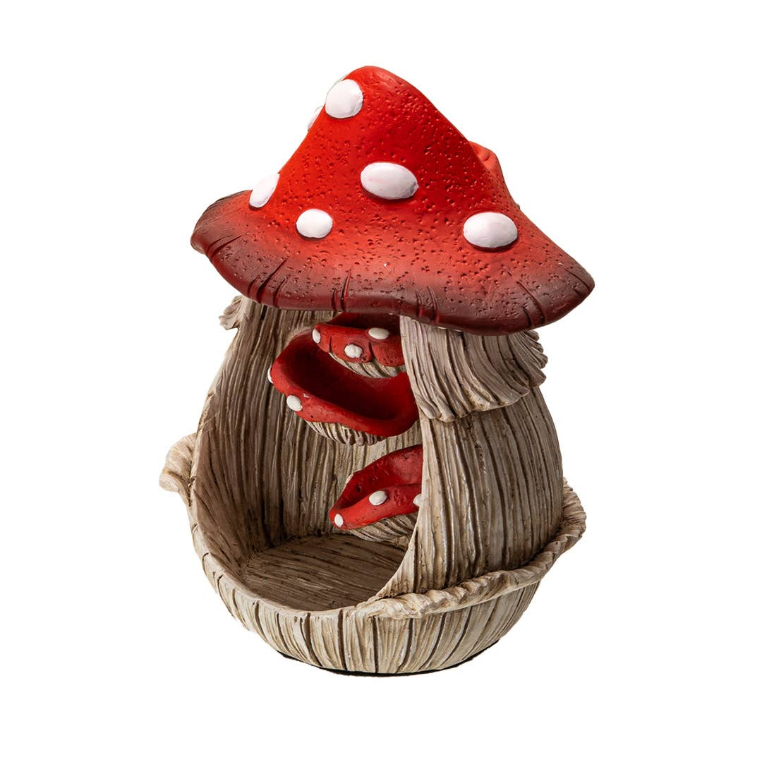 Toadstool Mushroom Backflow Waterfall Incense Burner - Spiral Circle