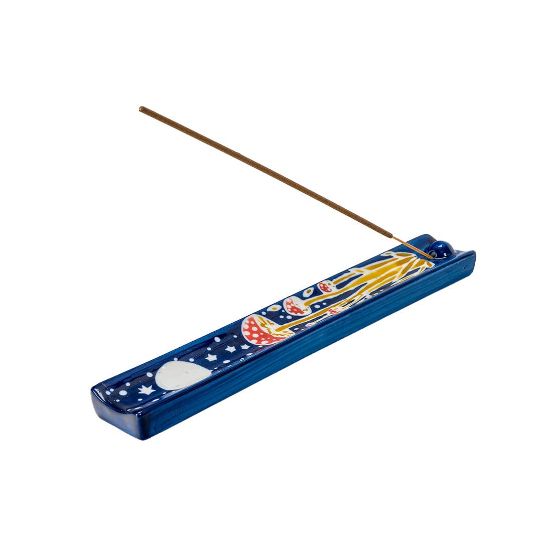 Toadstools Mushroom Ceramic Incense Burner - Spiral Circle