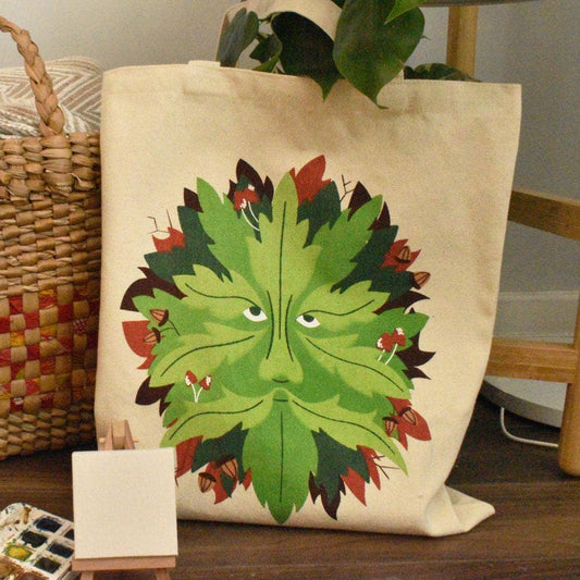 Tote Bag Recycled Cotton Green Man 36 x 40cm - Spiral Circle