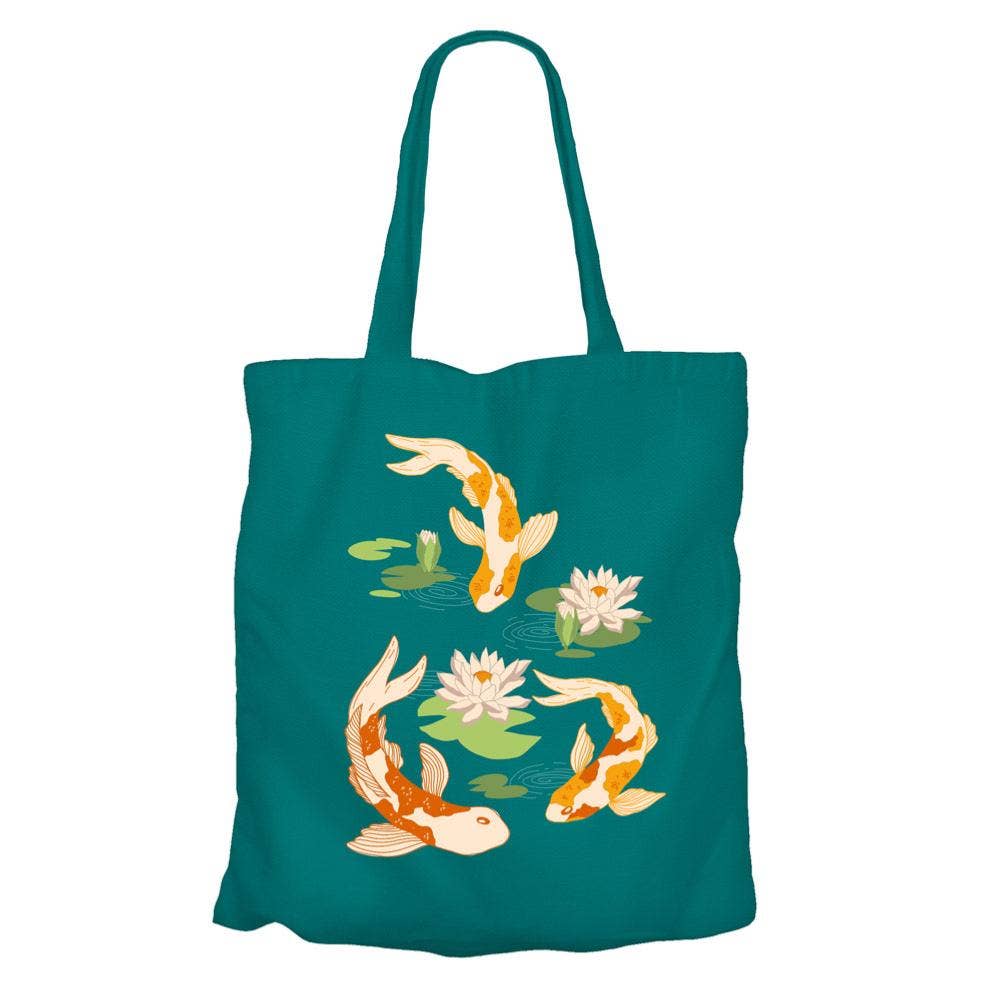 Tote Bag Recycled Cotton Koi Carp 36 x 40cm - Spiral Circle