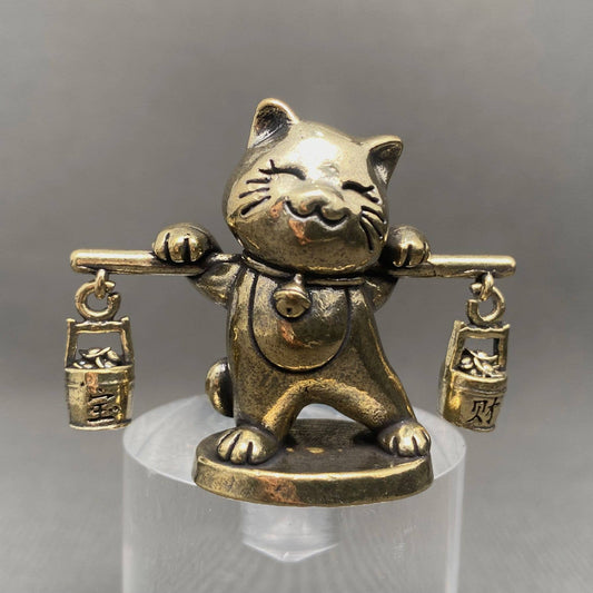 Treasure Cat | Brass Figurine - Spiral Circle