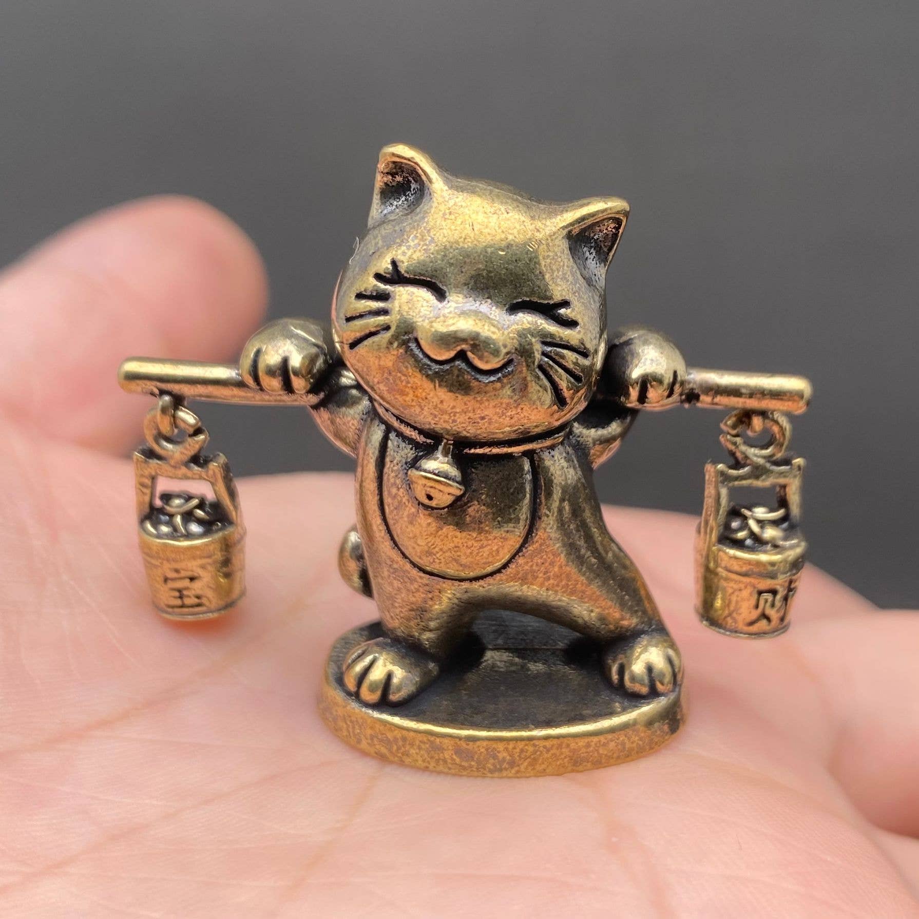 Treasure Cat | Brass Figurine - Spiral Circle