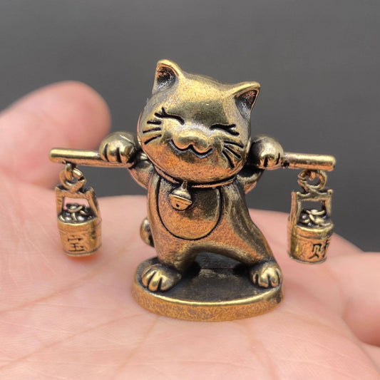 Treasure Cat | Brass Figurine - Spiral Circle