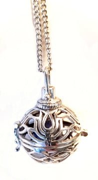 Treasure Locket - Lotus - Silver-w/STONE HEART - Spiral Circle