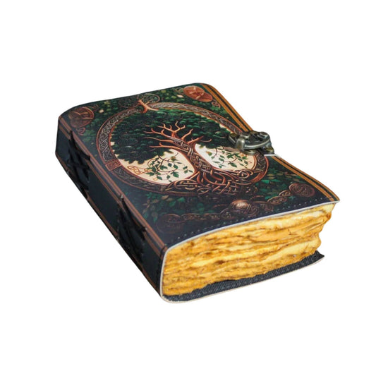Tree Leather Journal Travel Notebook Cover Gothic Journal - Spiral Circle