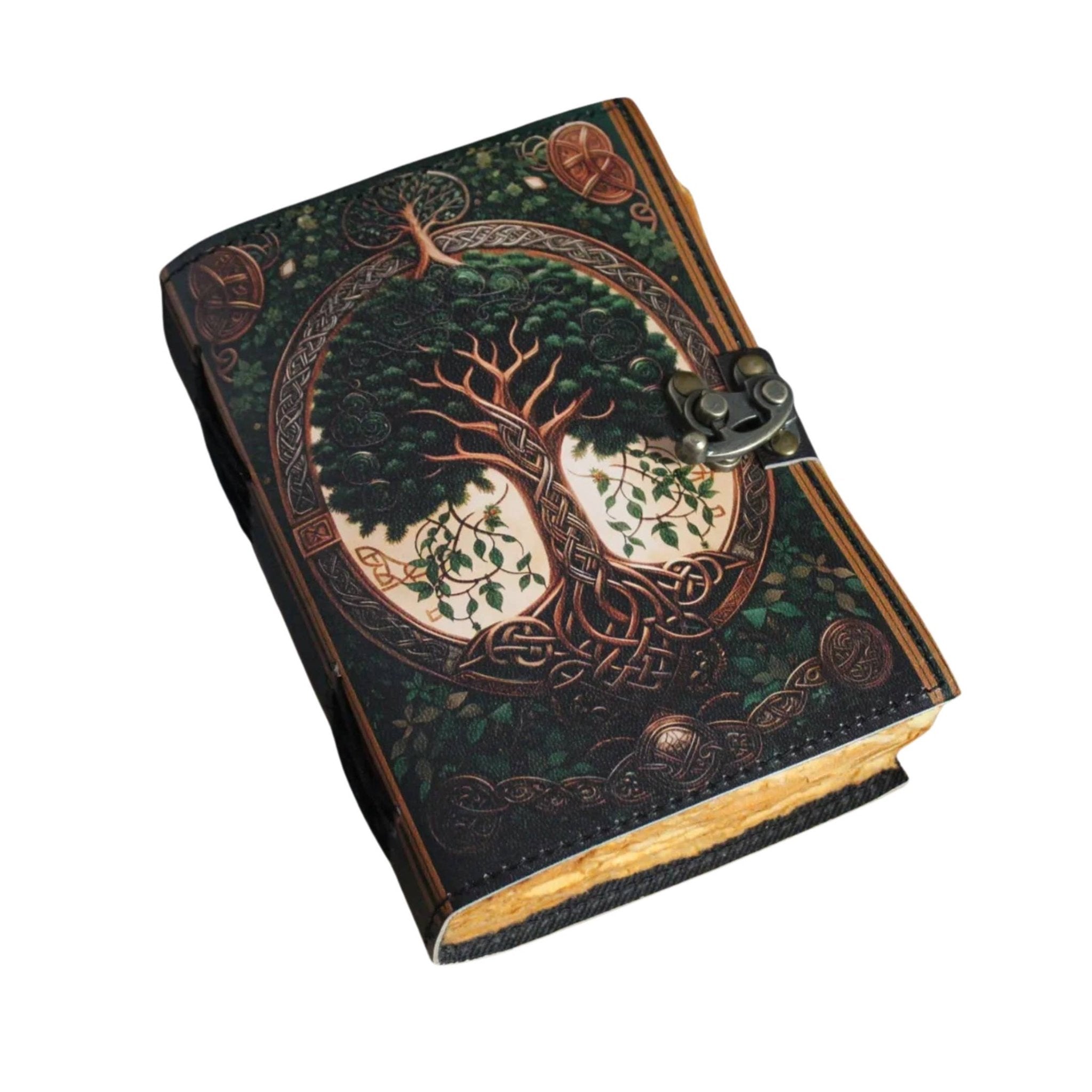 Tree Leather Journal Travel Notebook Cover Gothic Journal - Spiral Circle