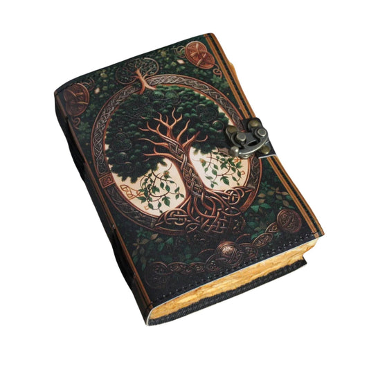 Tree Leather Journal Travel Notebook Cover Gothic Journal - Spiral Circle