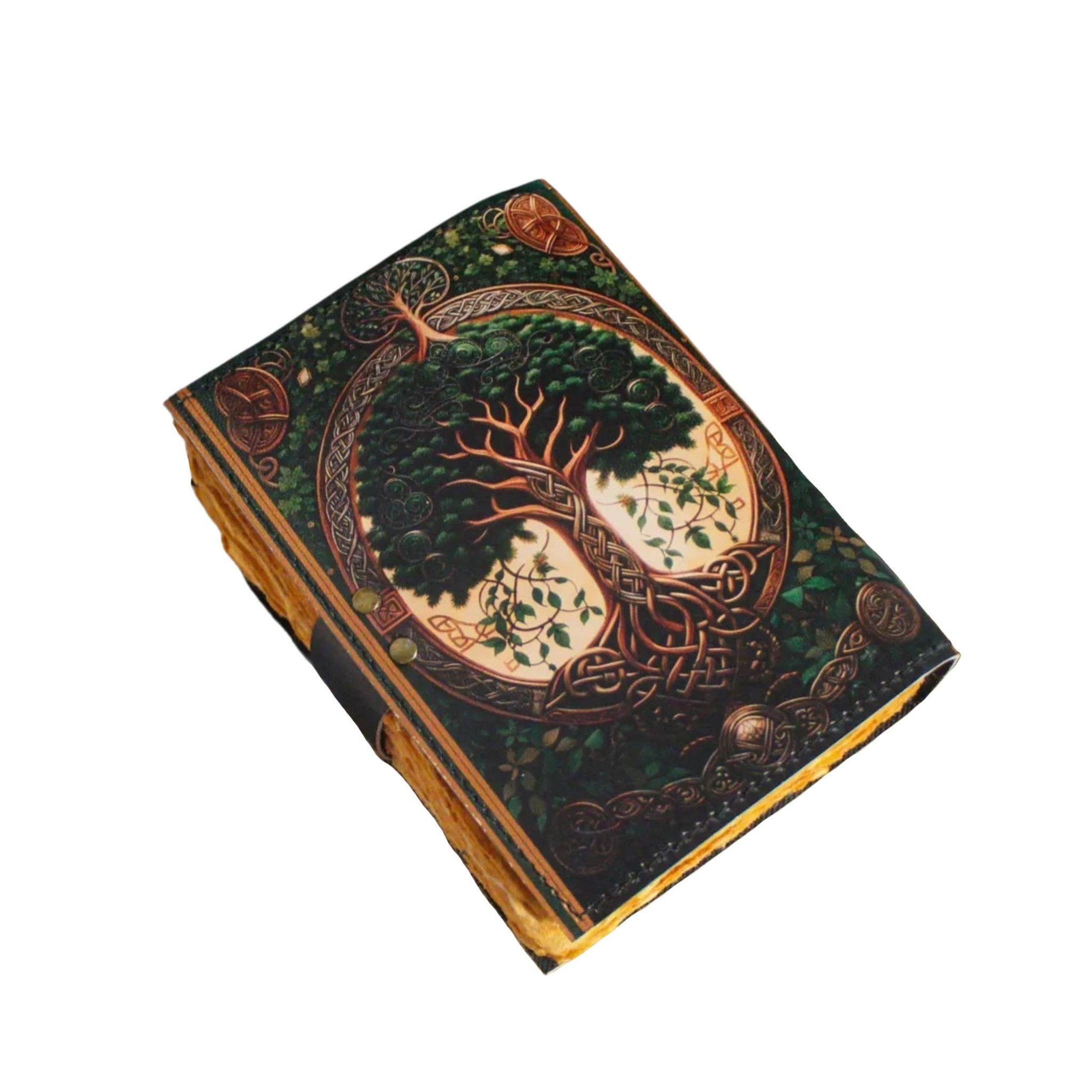Tree Leather Journal Travel Notebook Cover Gothic Journal - Spiral Circle