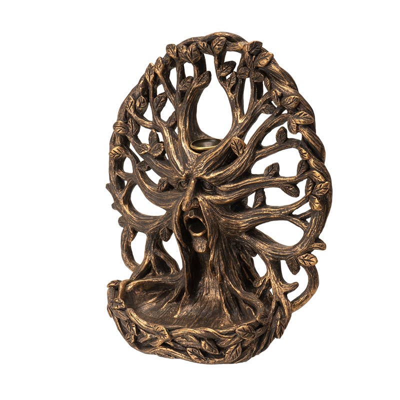 Tree Of Life Greenman Backflow Incense Burner - Spiral Circle