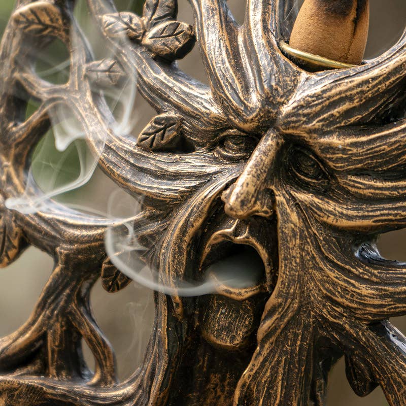 Tree Of Life Greenman Backflow Incense Burner - Spiral Circle