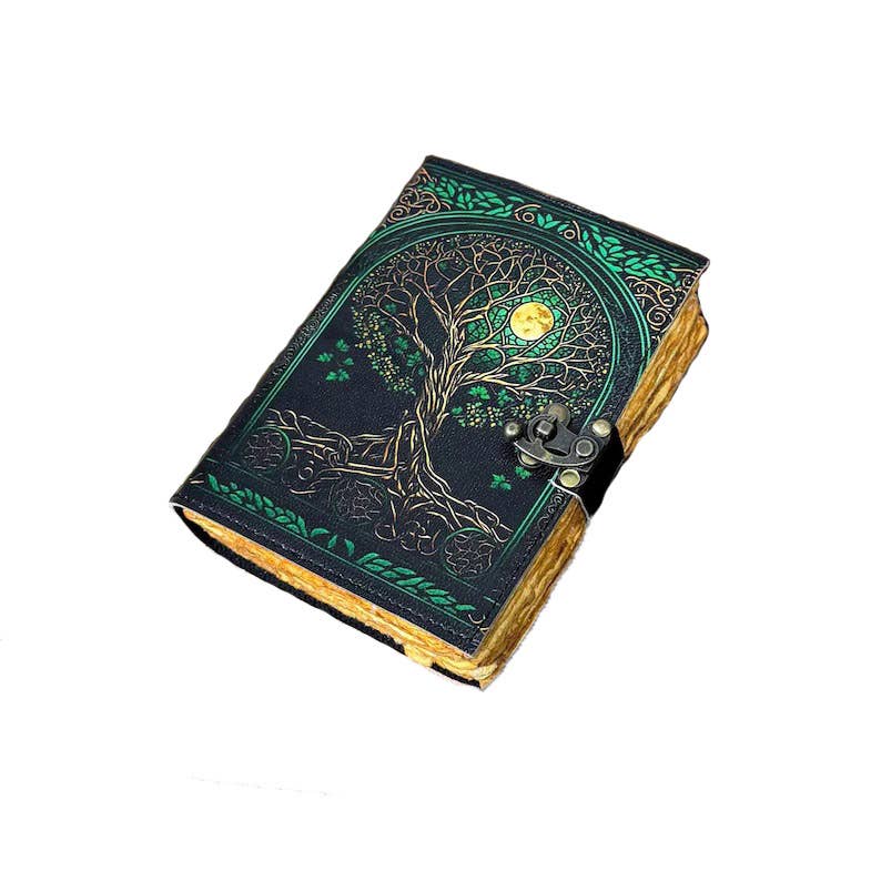 Tree of Life Leather Journal Travel Celtic Book Grimoire - Spiral Circle