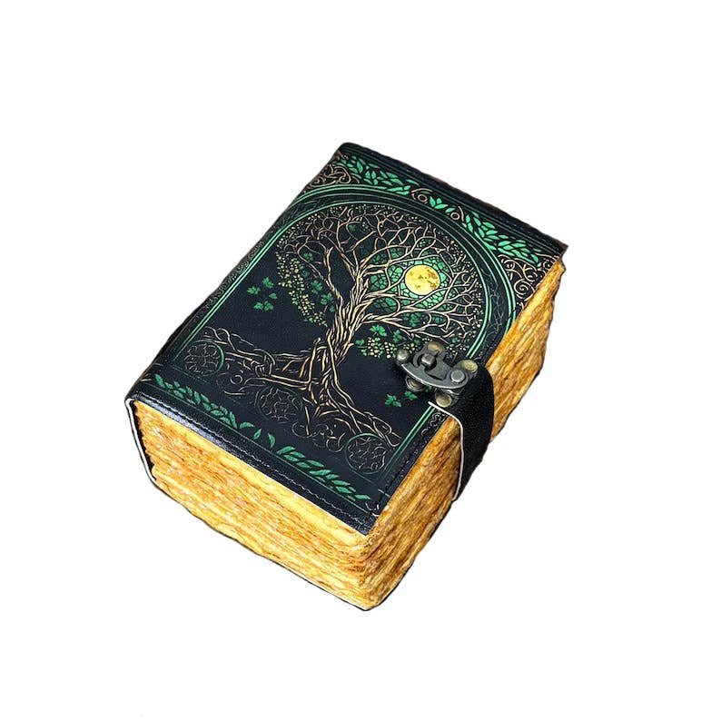 Tree of Life Leather Journal Travel Celtic Book Grimoire - Spiral Circle
