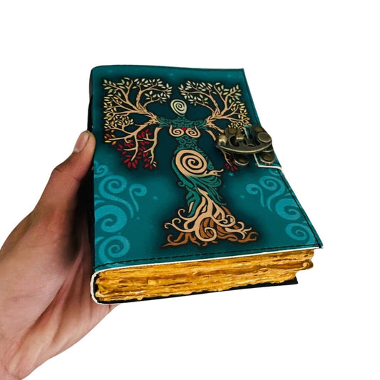 Tree of Life Leather Journal Vintage Travel Celtic Notebook - Spiral Circle