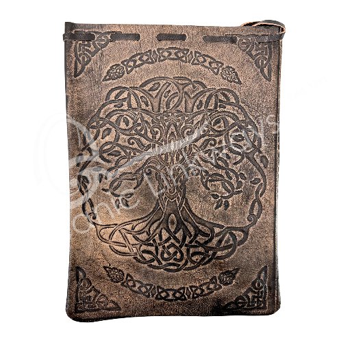 Tree of Life Leather Tarot Bag - Spiral Circle