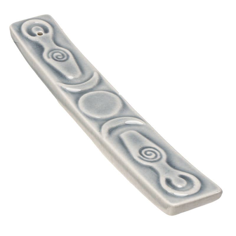 Triple Goddess Incense Burner Ceramic - Spiral Circle