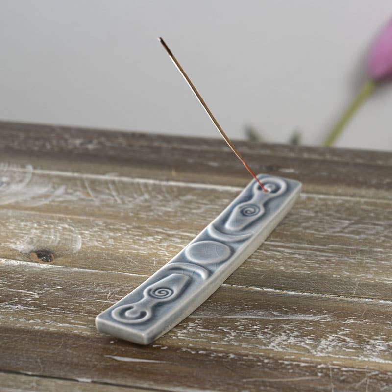 Triple Goddess Incense Burner Ceramic - Spiral Circle