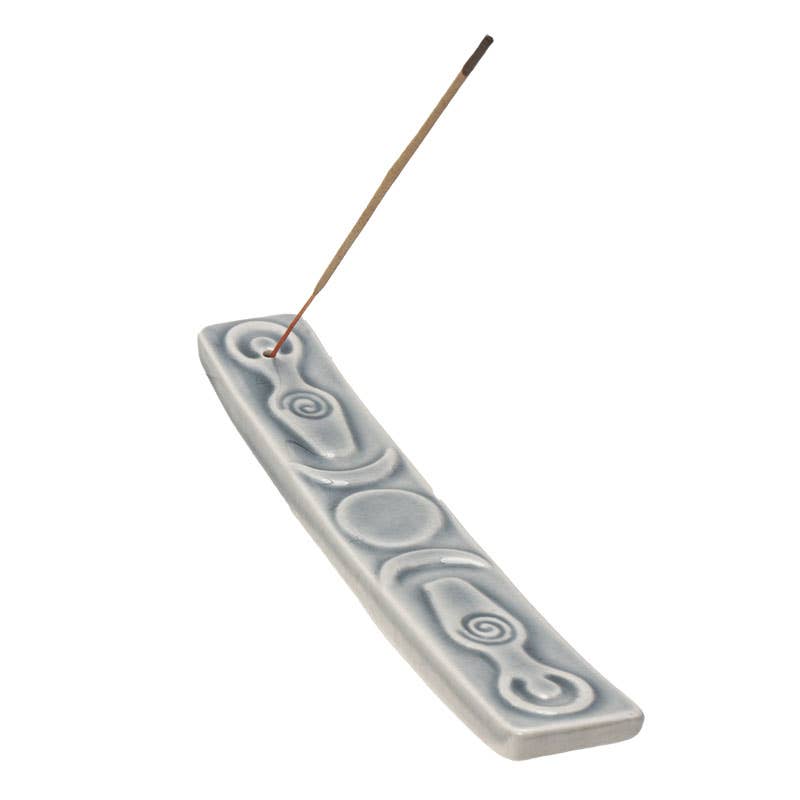 Triple Goddess Incense Burner Ceramic - Spiral Circle