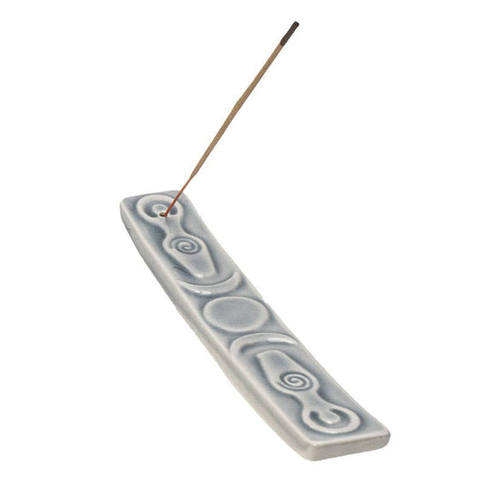 Triple Goddess Incense Burner Ceramic - Spiral Circle