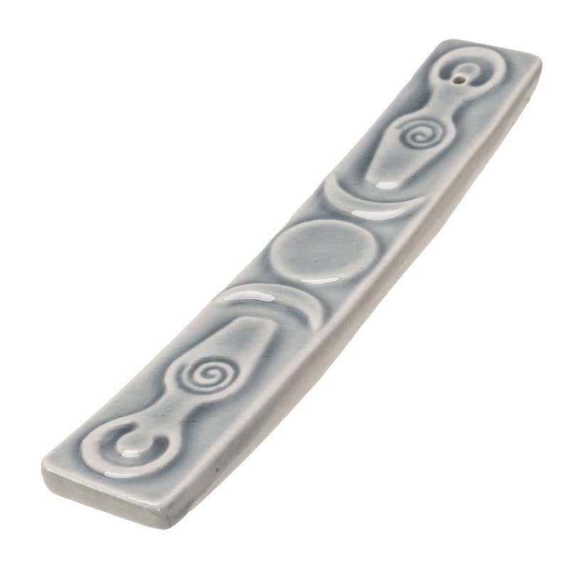 Triple Goddess Incense Burner Ceramic - Spiral Circle