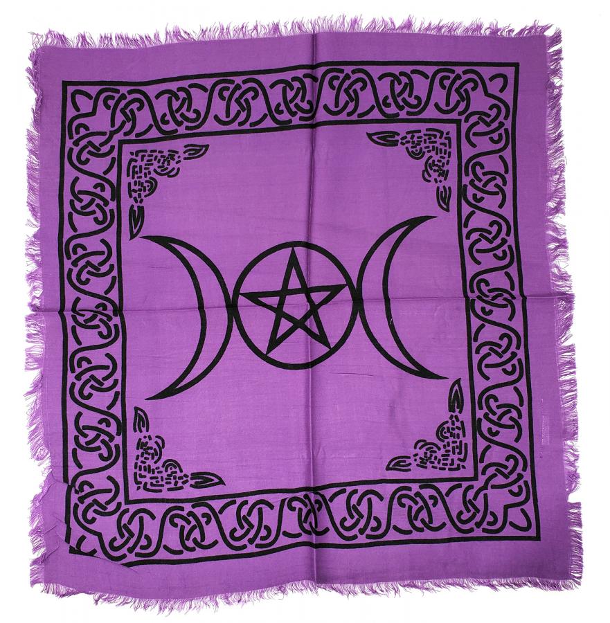 Triple Moon Pentagram Altar Cloth 18x18