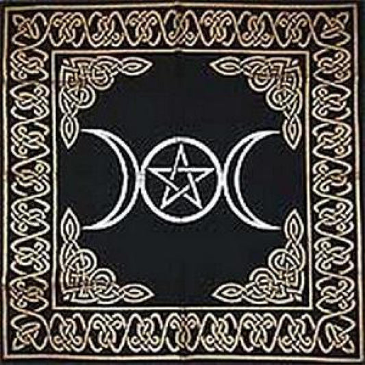 Triple Moon With Pentagram Altar Cloth - 24" x 24" - Spiral Circle