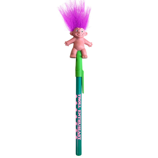 Troll Enthusiast Topper, Retro 90s Figurine Ballpoint Pen - Spiral Circle
