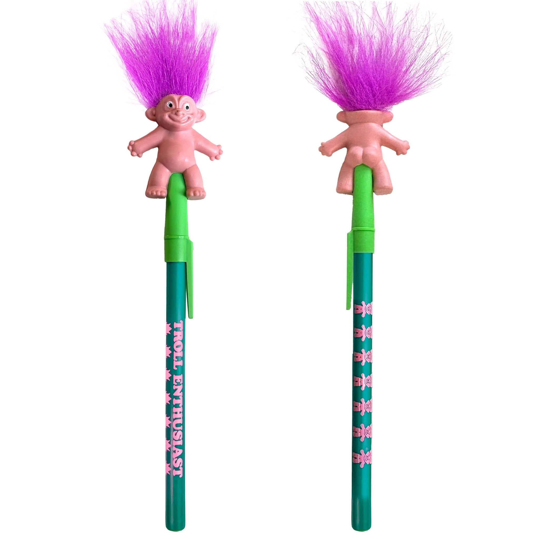 Troll Enthusiast Topper, Retro 90s Figurine Ballpoint Pen - Spiral Circle