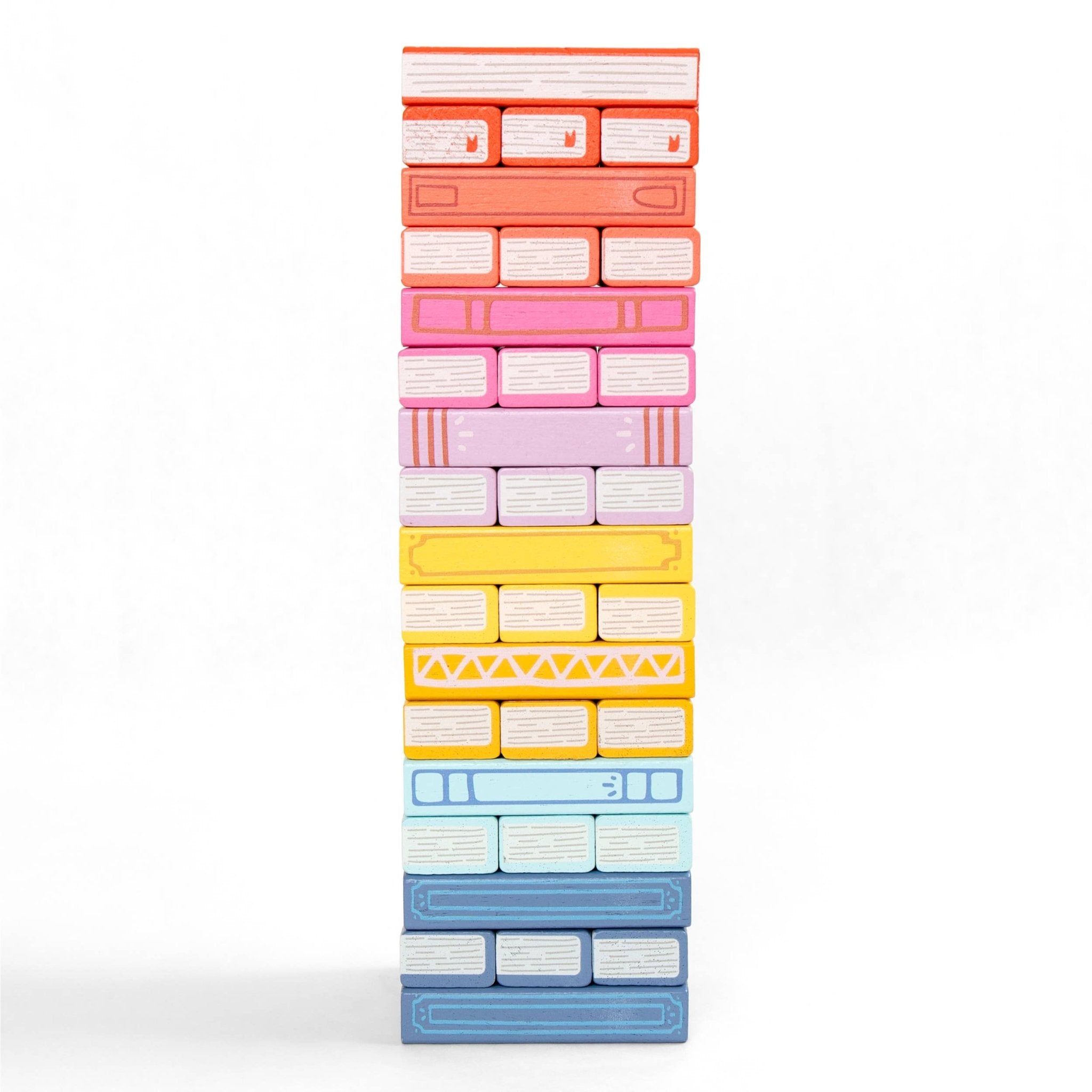 Tumbling Book Stack - Wooden Block Stacking & Balance Game - Spiral Circle