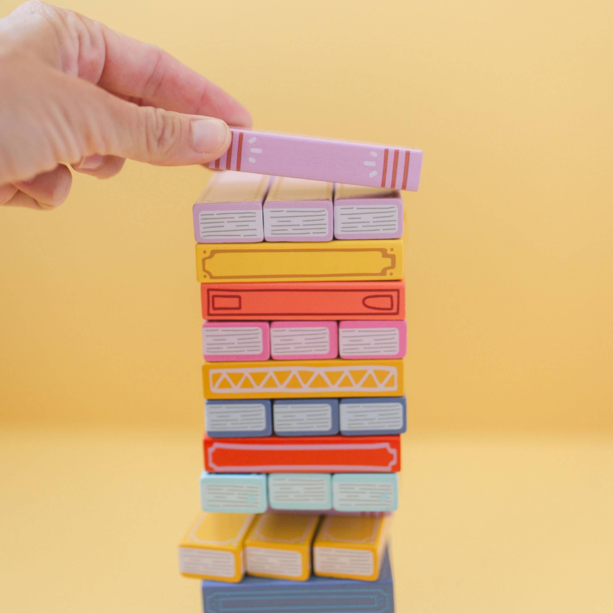 Tumbling Book Stack - Wooden Block Stacking & Balance Game - Spiral Circle