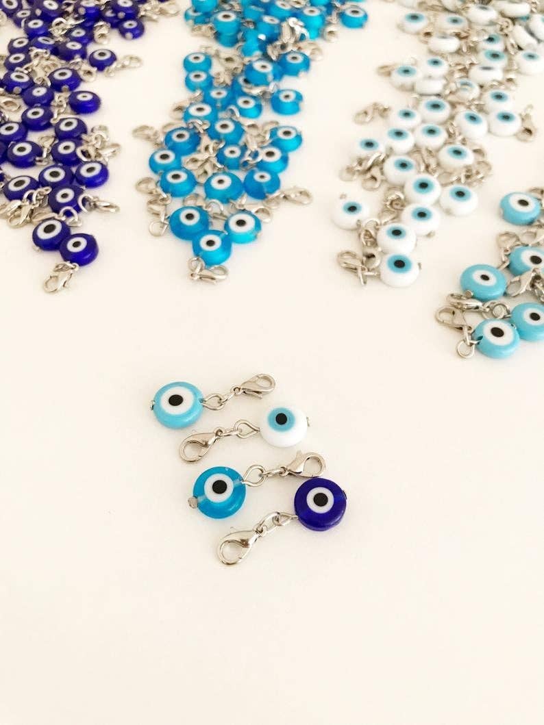 Turqouise Evil Eye Charm - Spiral Circle