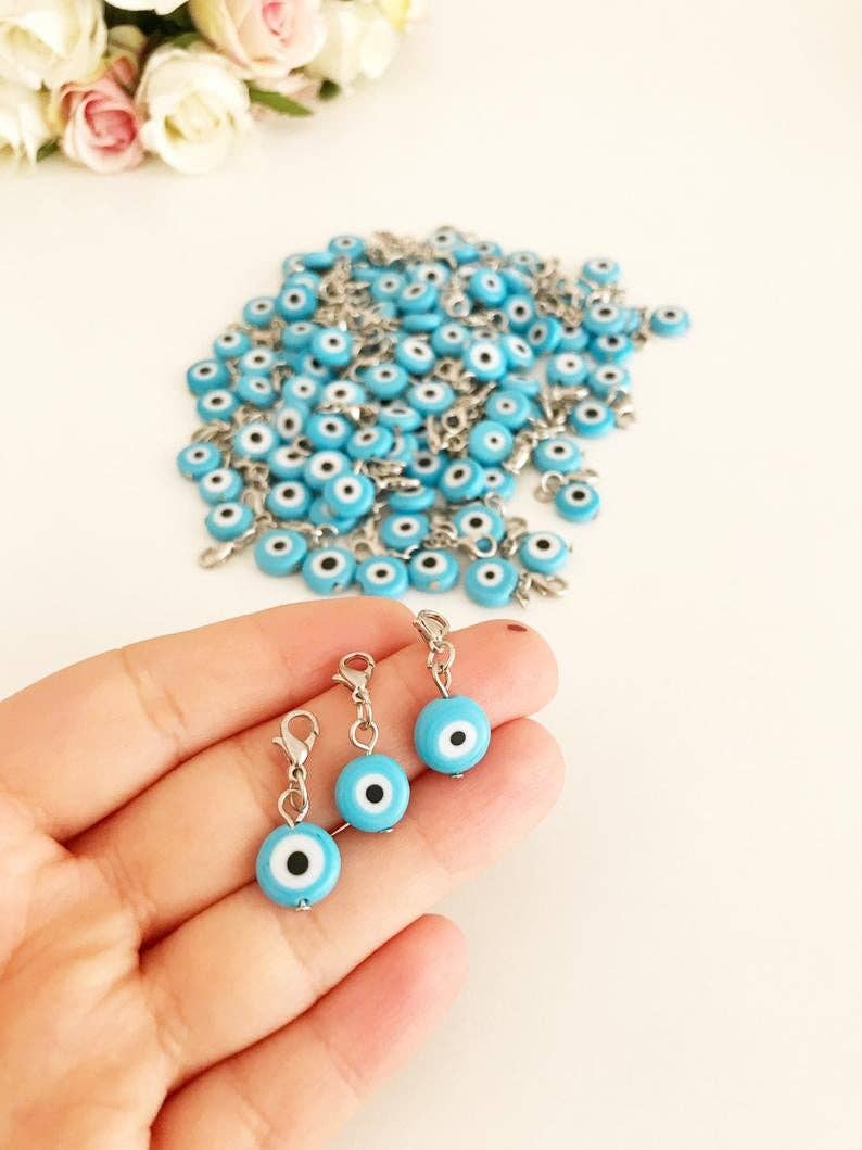 Turqouise Evil Eye Charm - Spiral Circle