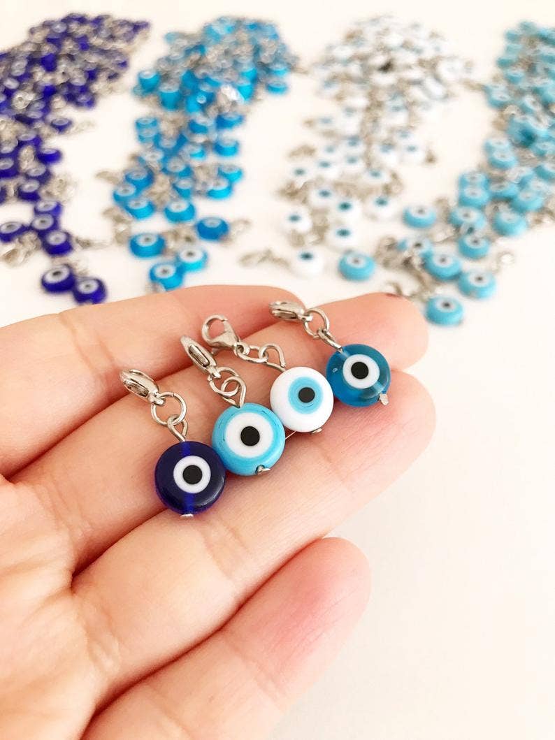 Turqouise Evil Eye Charm - Spiral Circle