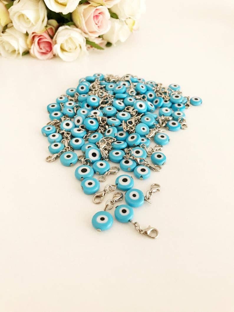 Turqouise Evil Eye Charm - Spiral Circle