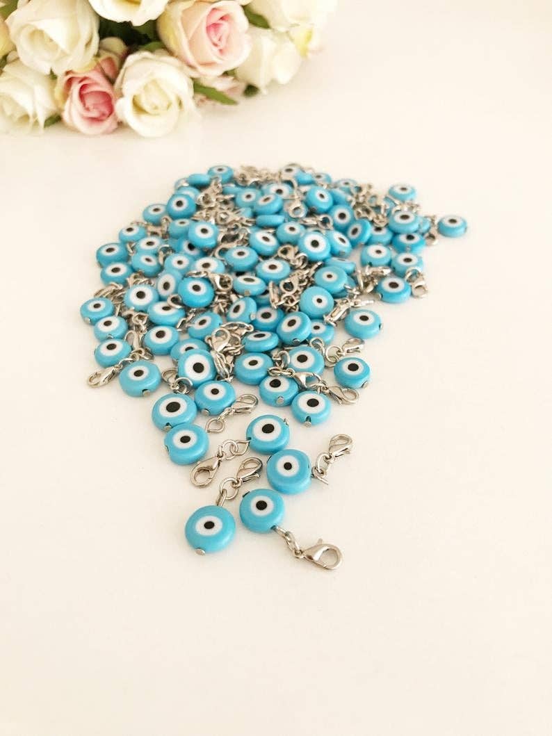 Turqouise Evil Eye Charm - Spiral Circle