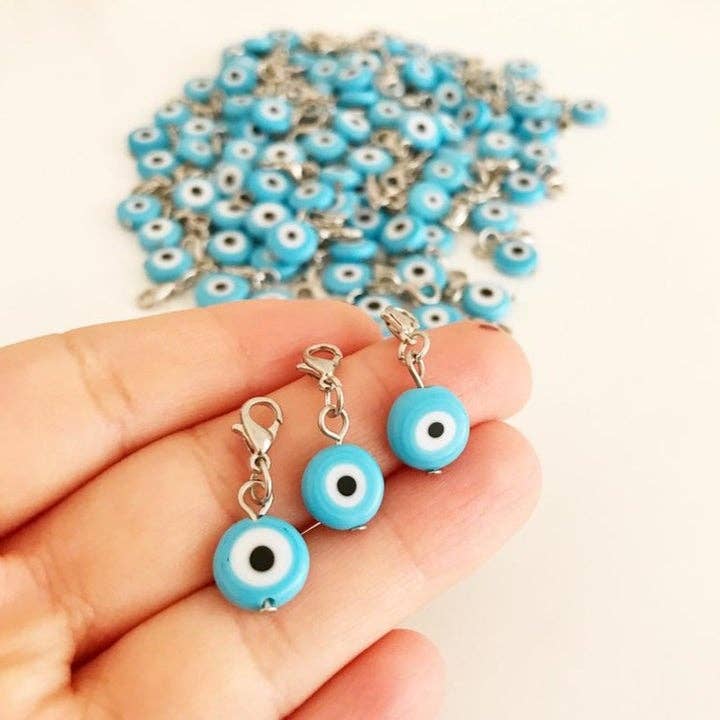 Turqouise Evil Eye Charm - Spiral Circle