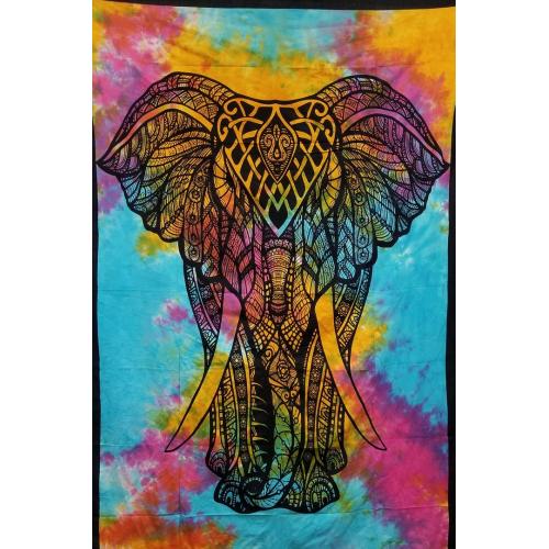 Twinsize Tapestry with Elephant Multi Tie Dyed - Spiral Circle