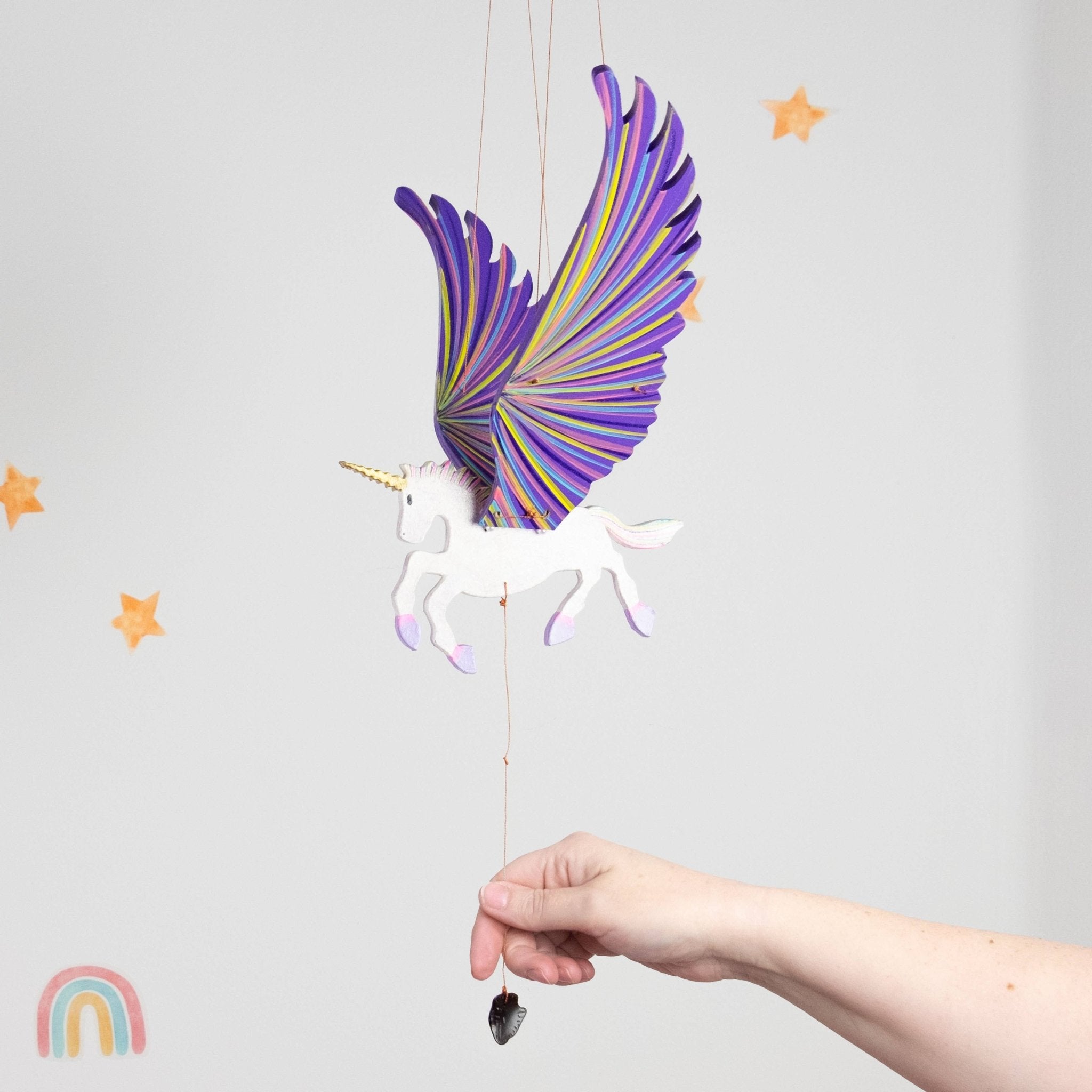 Unicorn Flying Mobile - Purple - Spiral Circle