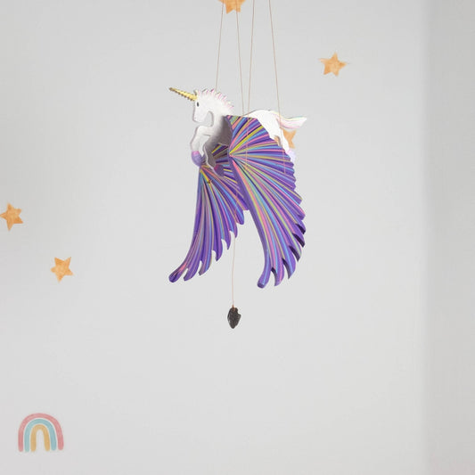 Unicorn Flying Mobile - Purple - Spiral Circle