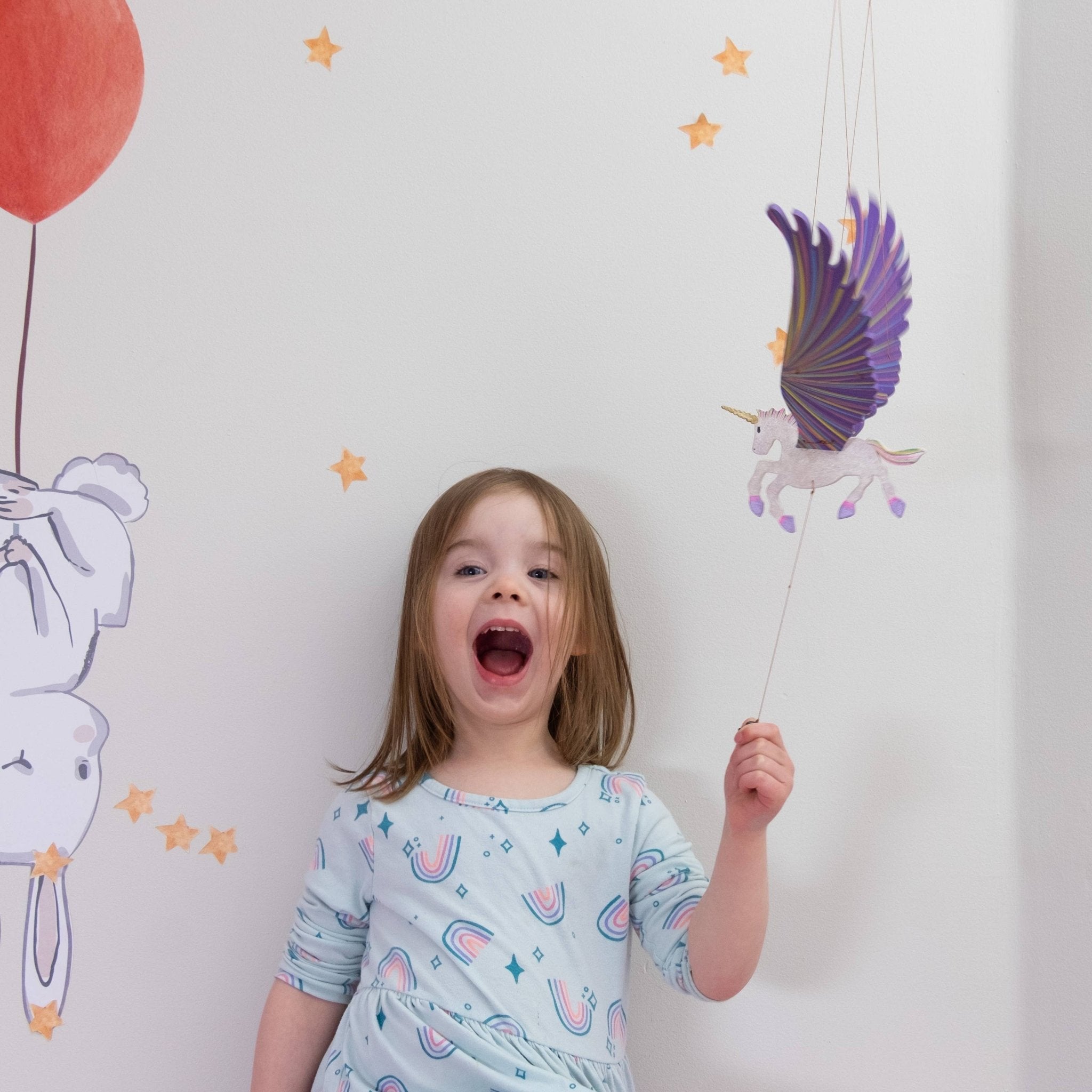 Unicorn Flying Mobile - Purple - Spiral Circle