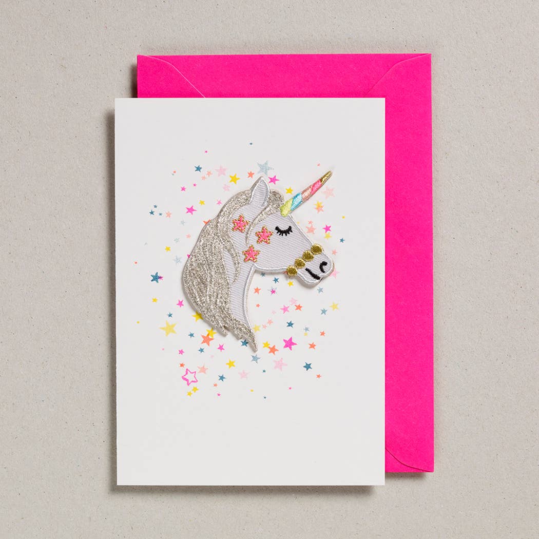 Unicorn Head Greeting Card (with Iron On Patch) - Spiral Circle