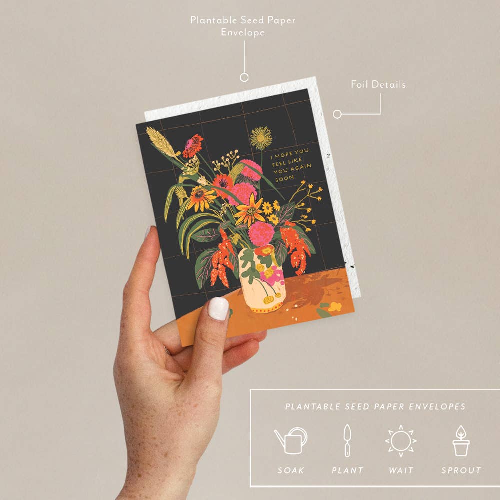 Vase Still Life - Get Well Card - Spiral Circle