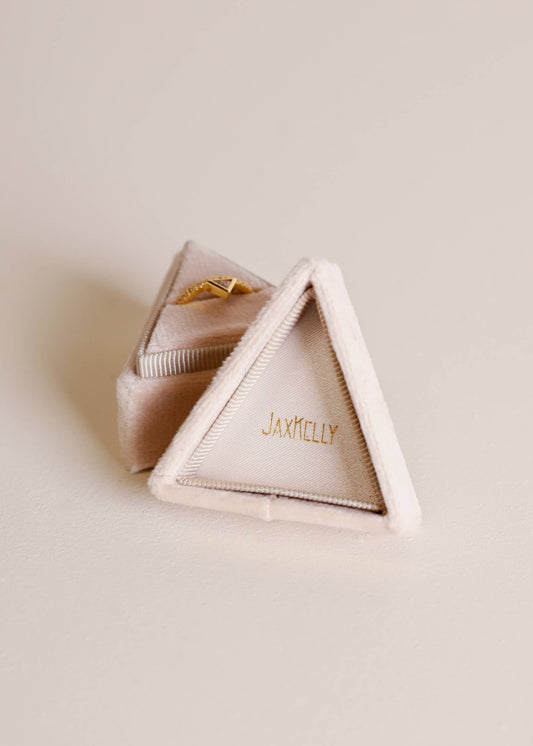 Velvet Jewelry Box - Triangle - Cream - Spiral Circle