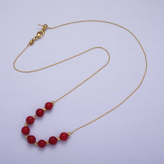 Veronica Gemstone Necklace | 6mm | 18.5" | 24K Gold Plated - Spiral Circle