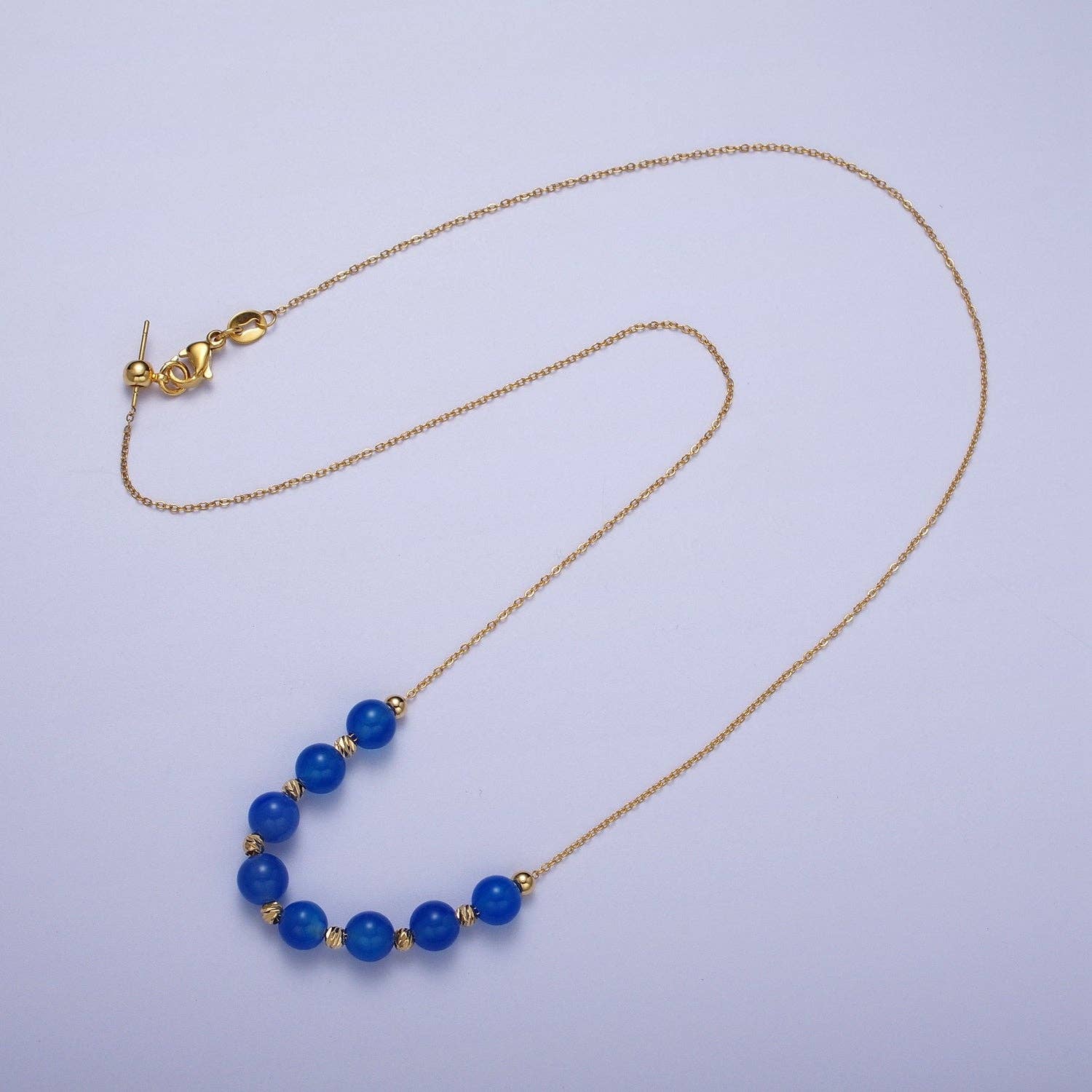 Veronica Gemstone Necklace | 6mm | 18.5" | 24K Gold Plated - Spiral Circle