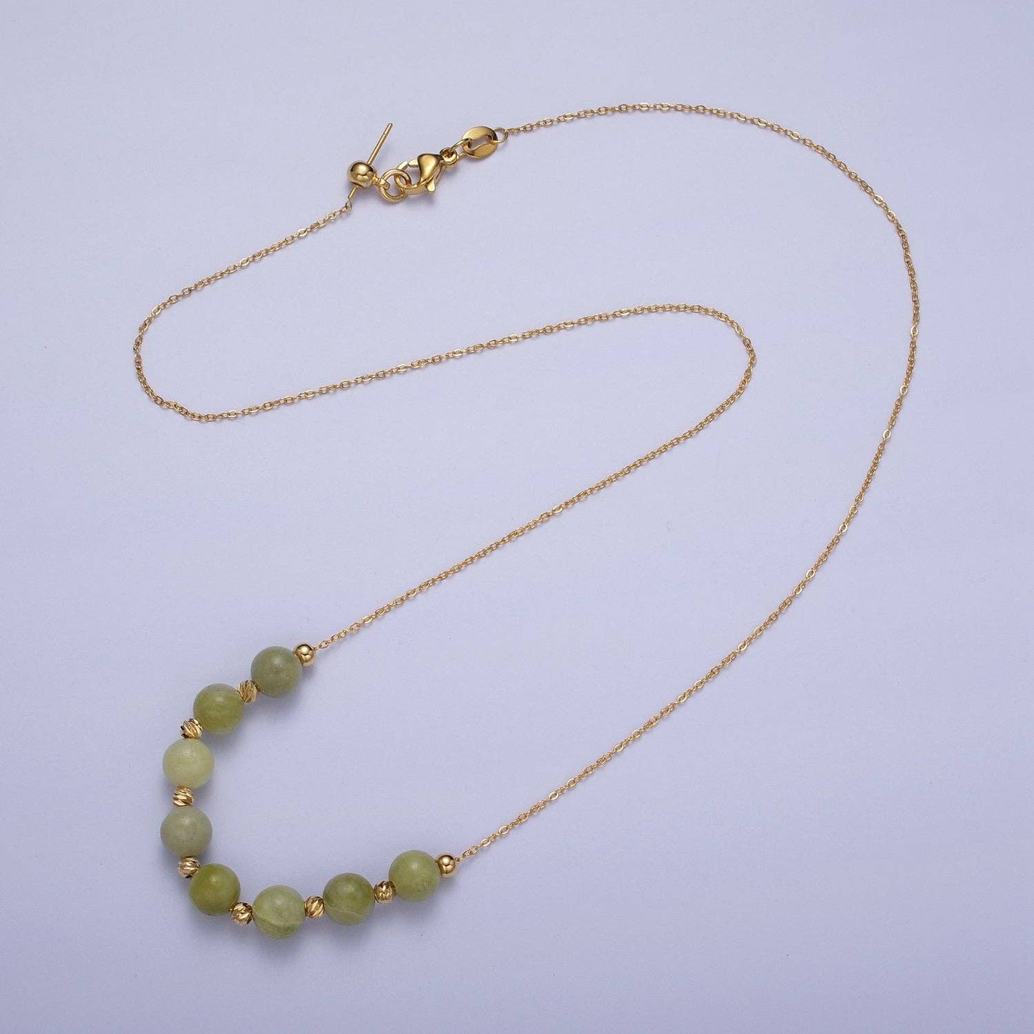 Veronica Gemstone Necklace | 6mm | 18.5" | 24K Gold Plated - Spiral Circle