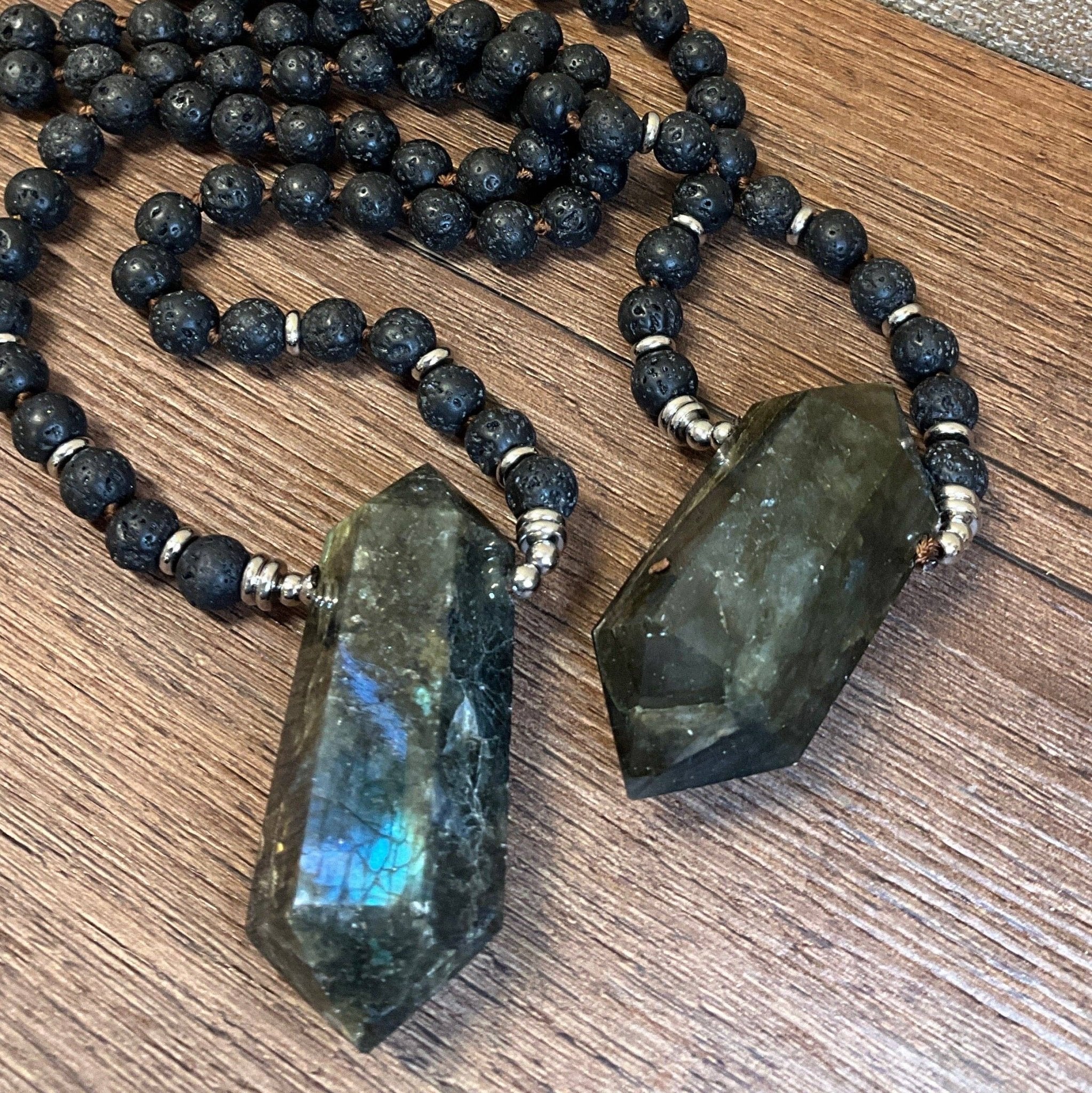 Vesuvius Lava and Labradorite Necklace - Spiral Circle