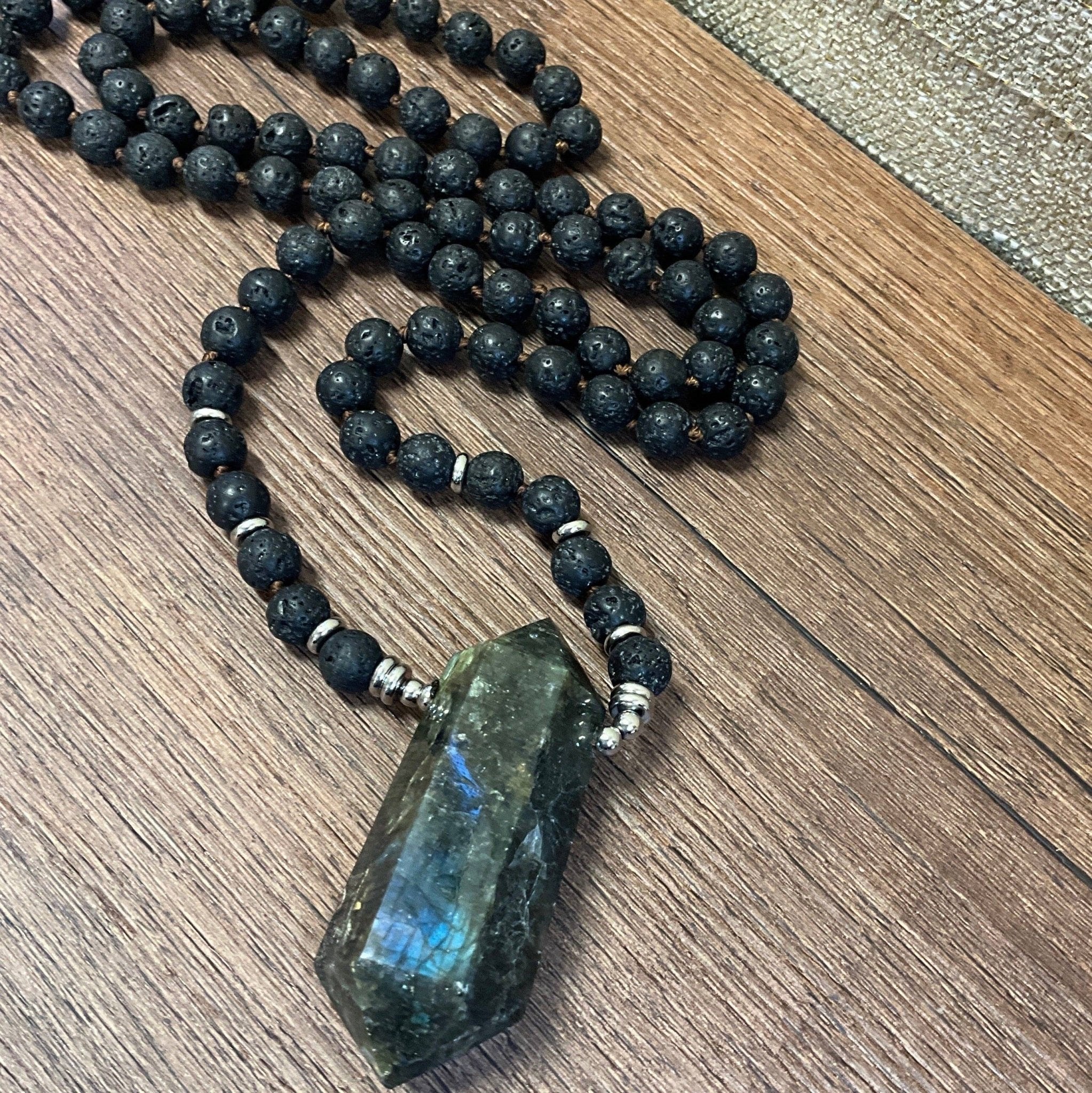 Vesuvius Lava and Labradorite Necklace - Spiral Circle