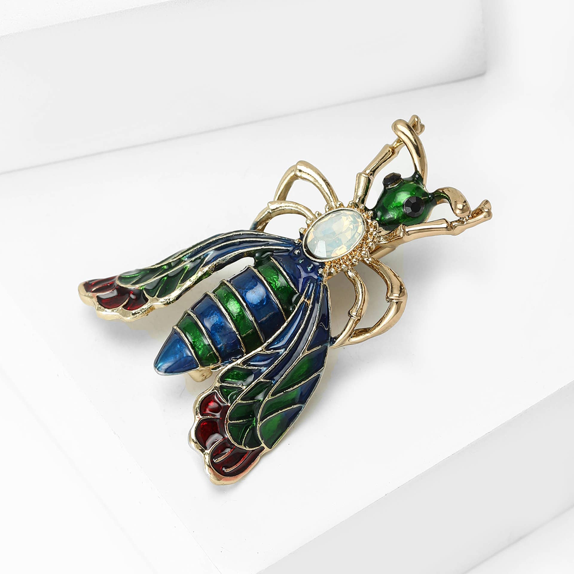 Vibrant Enamel Bee Brooch - Spiral Circle